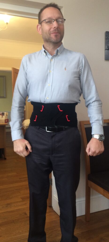 Michael lumbar support belt, osteopath, back pain